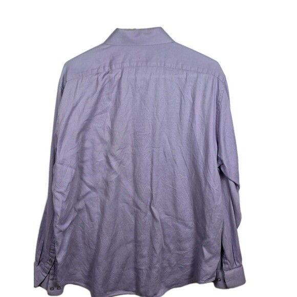 Calvin Klein Mens 17.5 Slim Fit Purple Long Sleeve Button Up Shirt - Picture 7 of 8